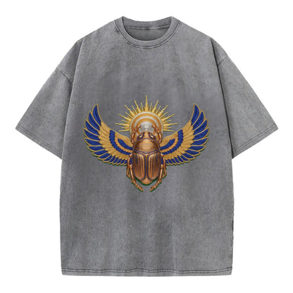 Winged Scarab - Vintage T-shirt - Grey