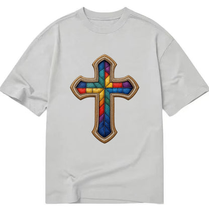 Stained Glass Cross  - Classic T-shirt - Grey