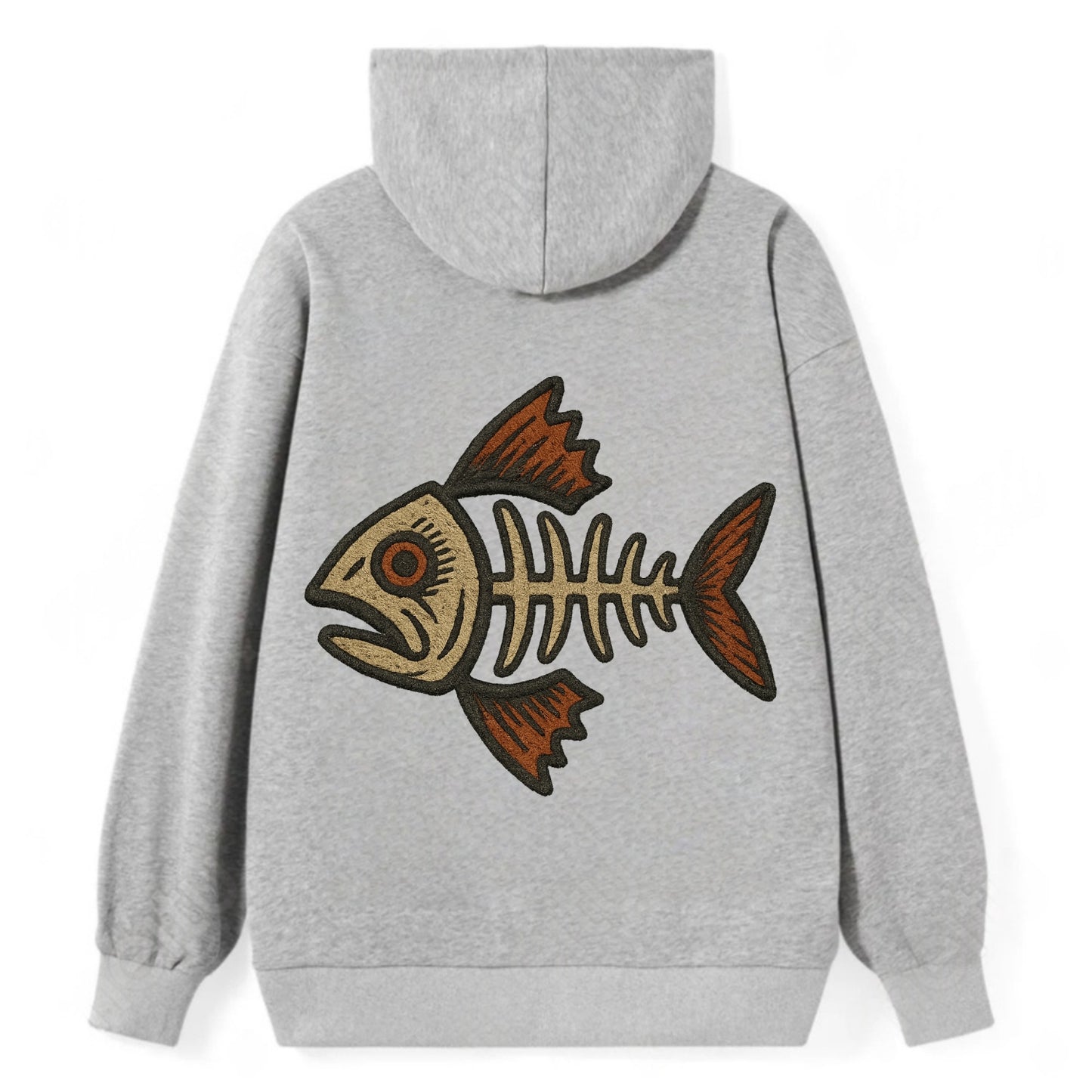 Fish Skeleton  - Classic Pullover Hoodie - Grey