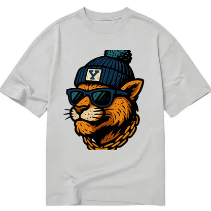 Provo Cougar wearing BYU beanie with Y patch - Classic T-shirt - Grey