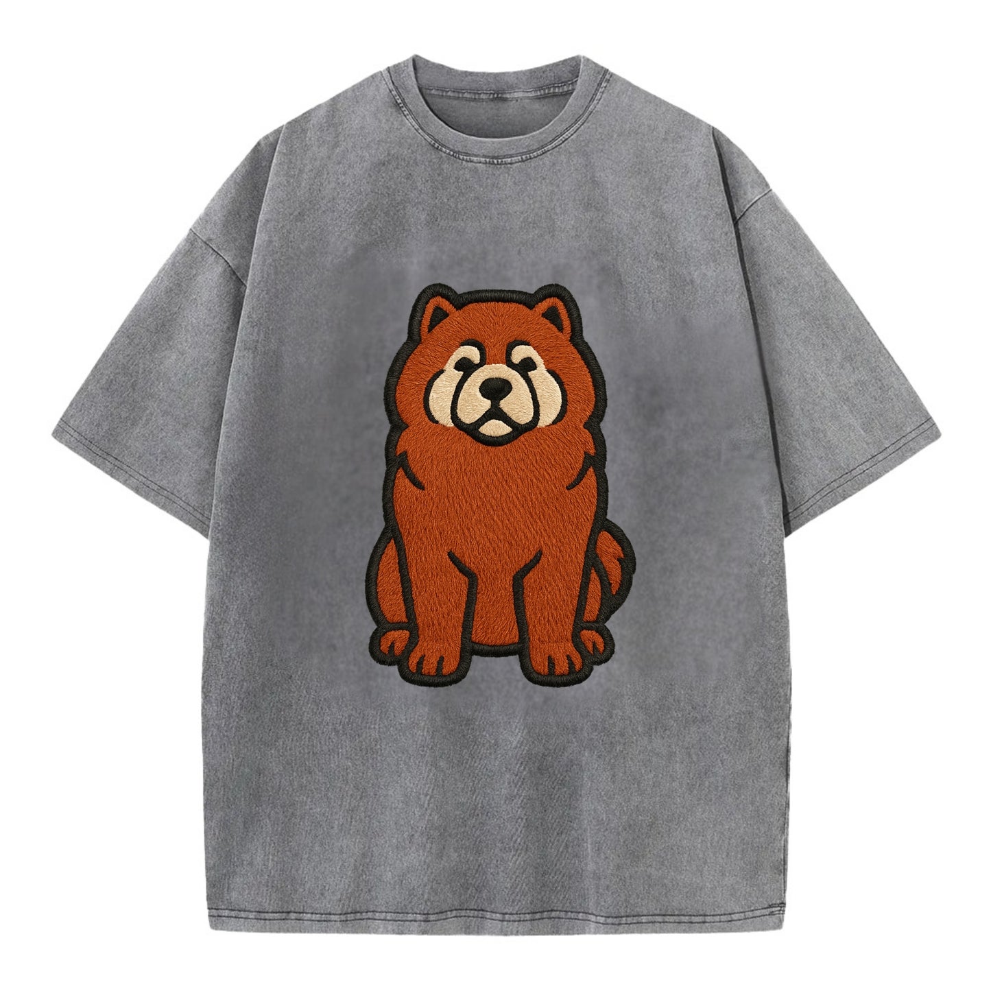 Chow Chow - Red fluffy sitting pose - Vi Vintage T-shirt - Grey