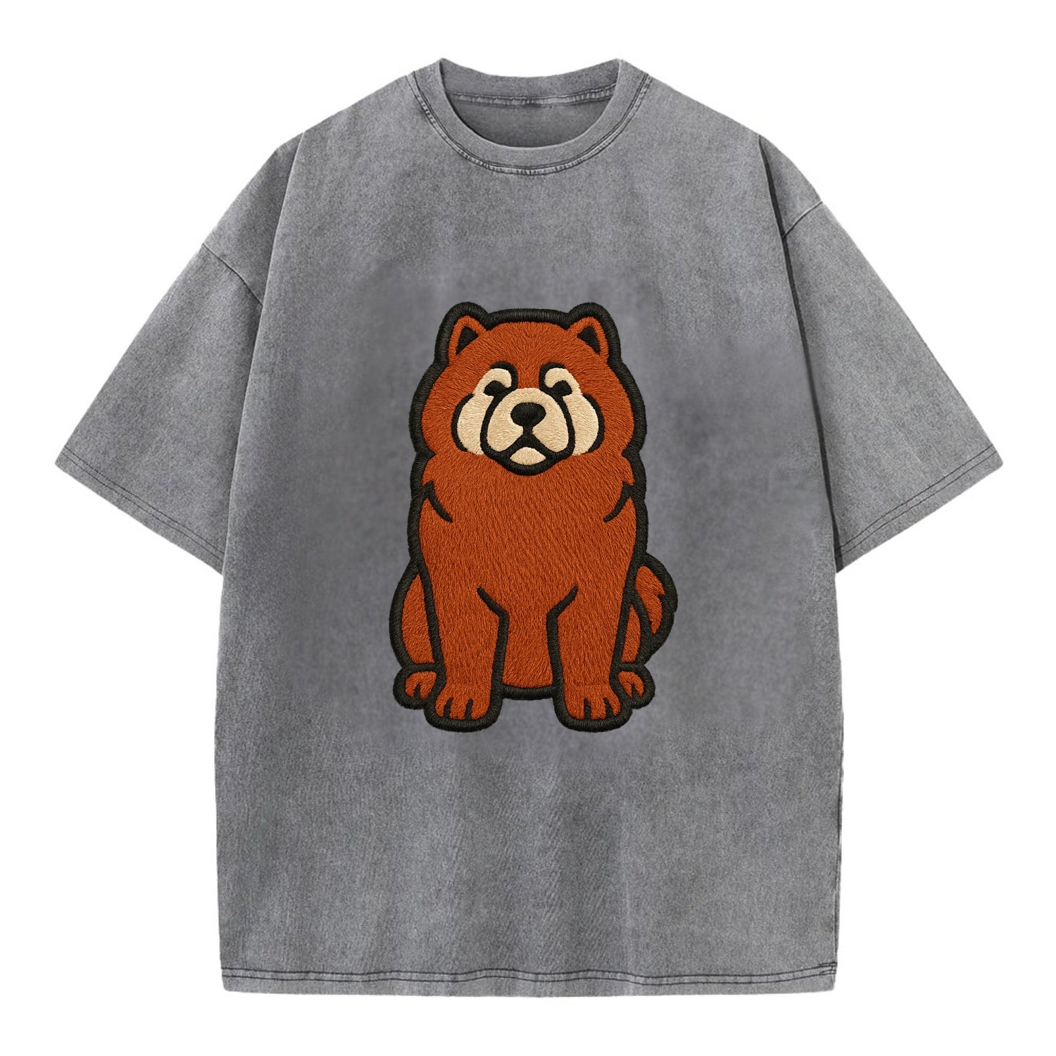Chow Chow - Red fluffy sitting pose - Vi Vintage T-shirt - Grey