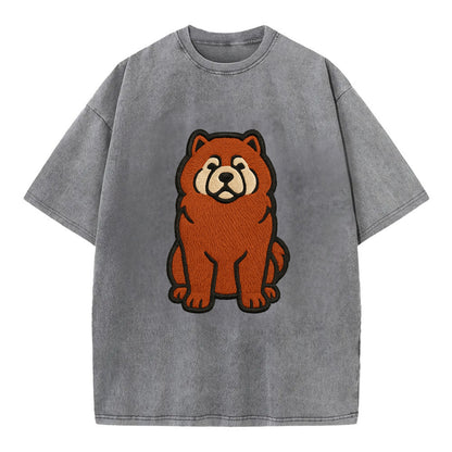 Chow Chow - Red fluffy sitting pose - Vi Vintage T-shirt - Grey