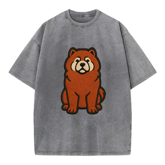 Chow Chow - Red fluffy sitting pose - Vi Vintage T-shirt - Grey