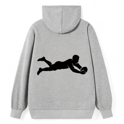 Rugby player diving for try - Classic Pullover Hoodie - Grey