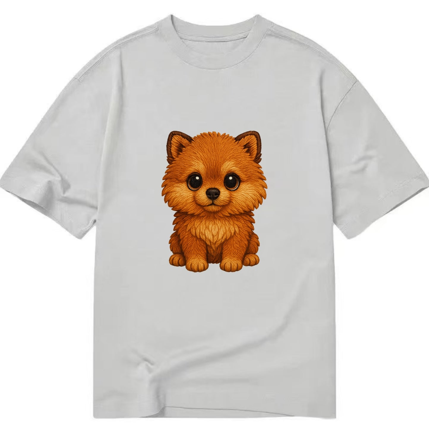 Baby Pomeranian Puppy - fluffy orange ball, fox face, tiny body, bright eyes, - Classic T-shirt - Grey