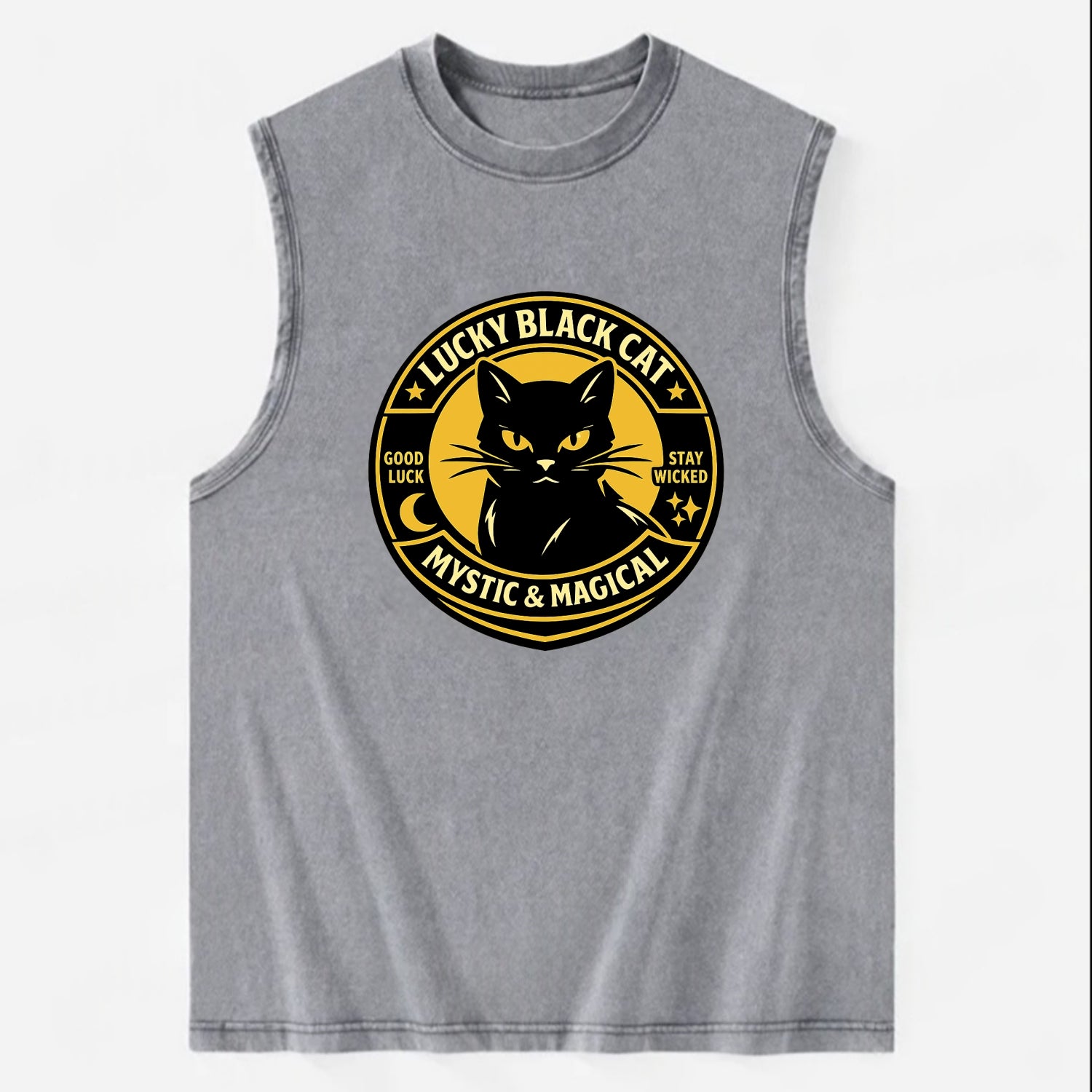 Mystic Feline Emblem - Vintage Washed Tank - Grey