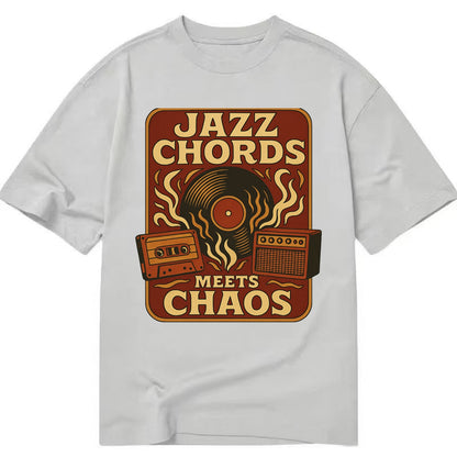 Jazz chords with hyperpop energy - "Jazz Meets Chaos" - unexpected fusion - Classic T-shirt - Grey