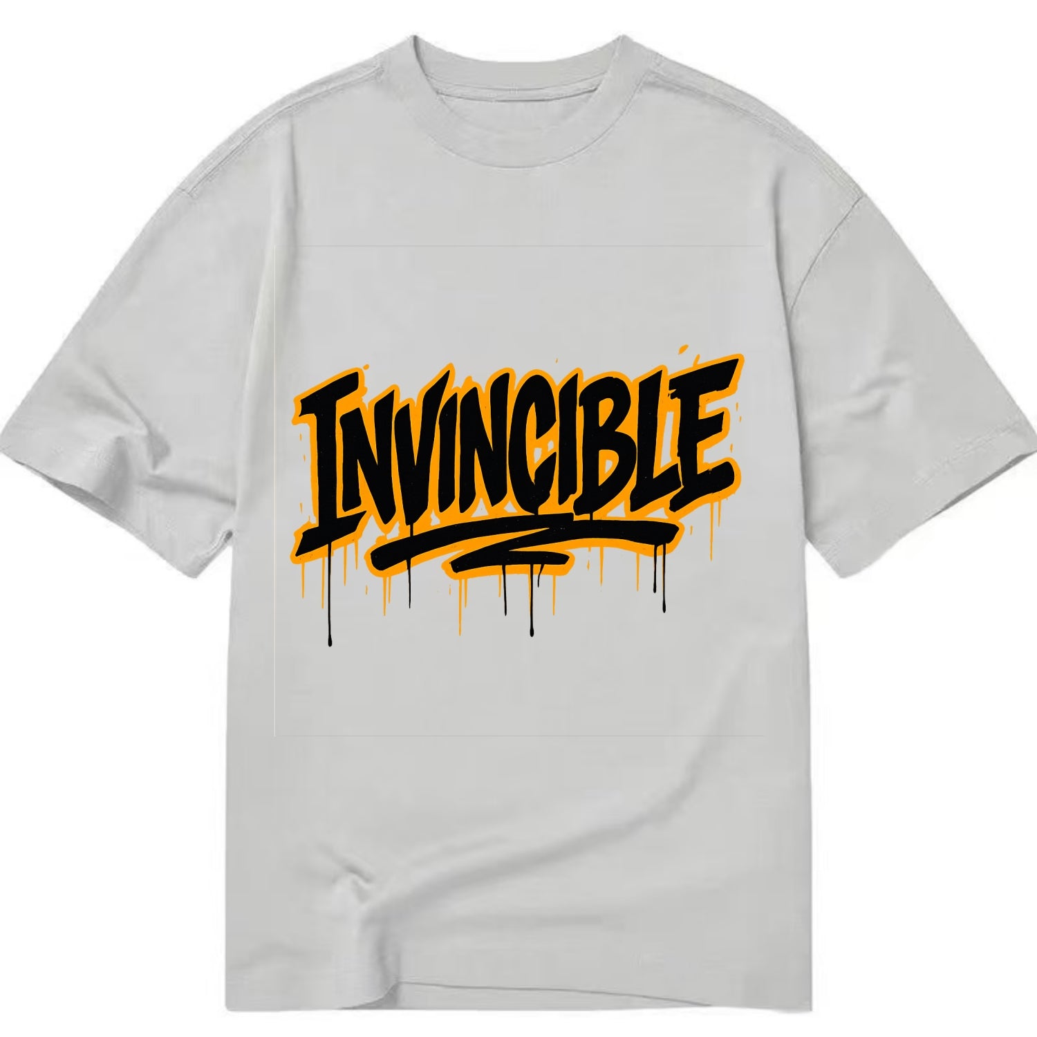 Bold typography design - "INVINCIBLE" - cannot be defeated, unconquerable - Classic T-shirt - Grey