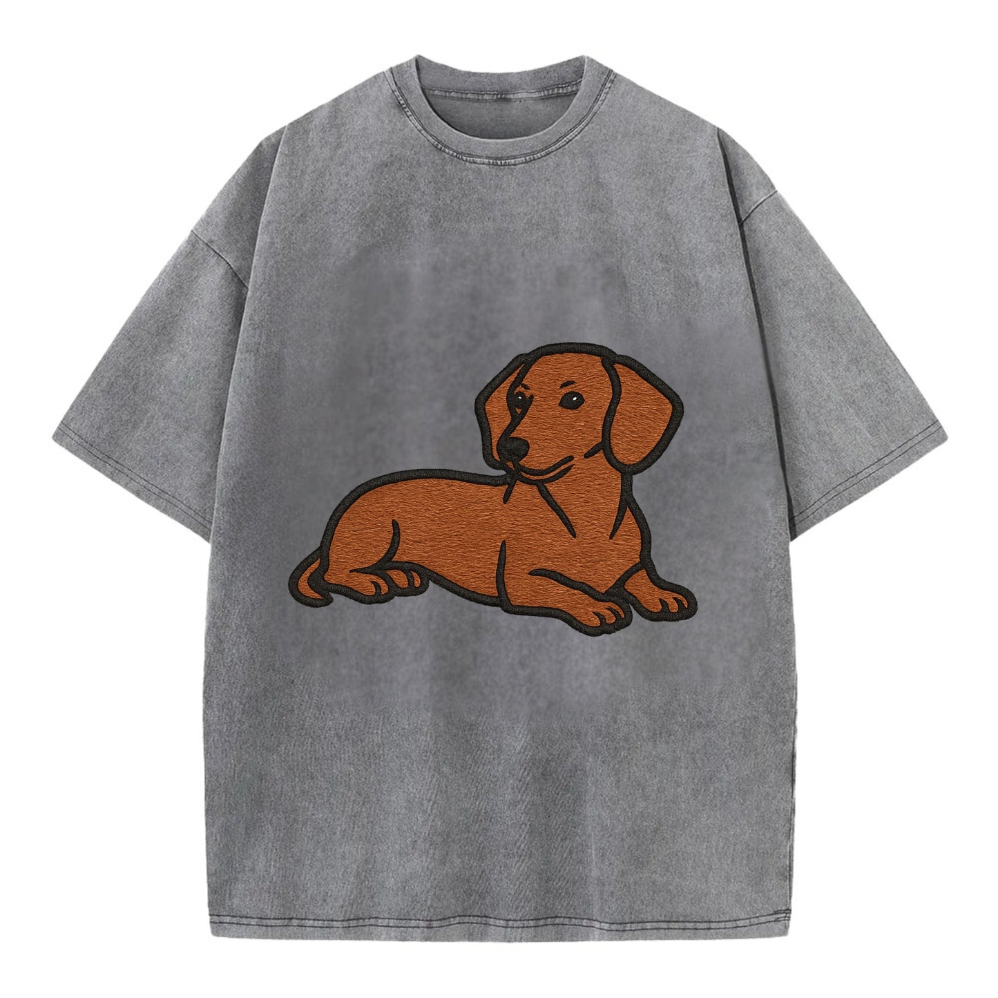 Dachshund - Red smooth relaxed lying dow Vintage T-shirt - Grey