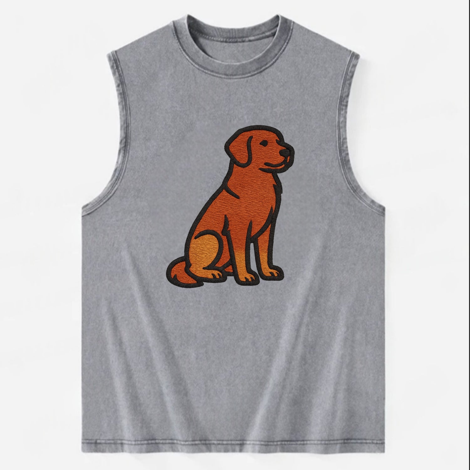 Nova Scotia Duck Tolling Retriever - Red embroidered pose - Vintage Washed Tank - Grey