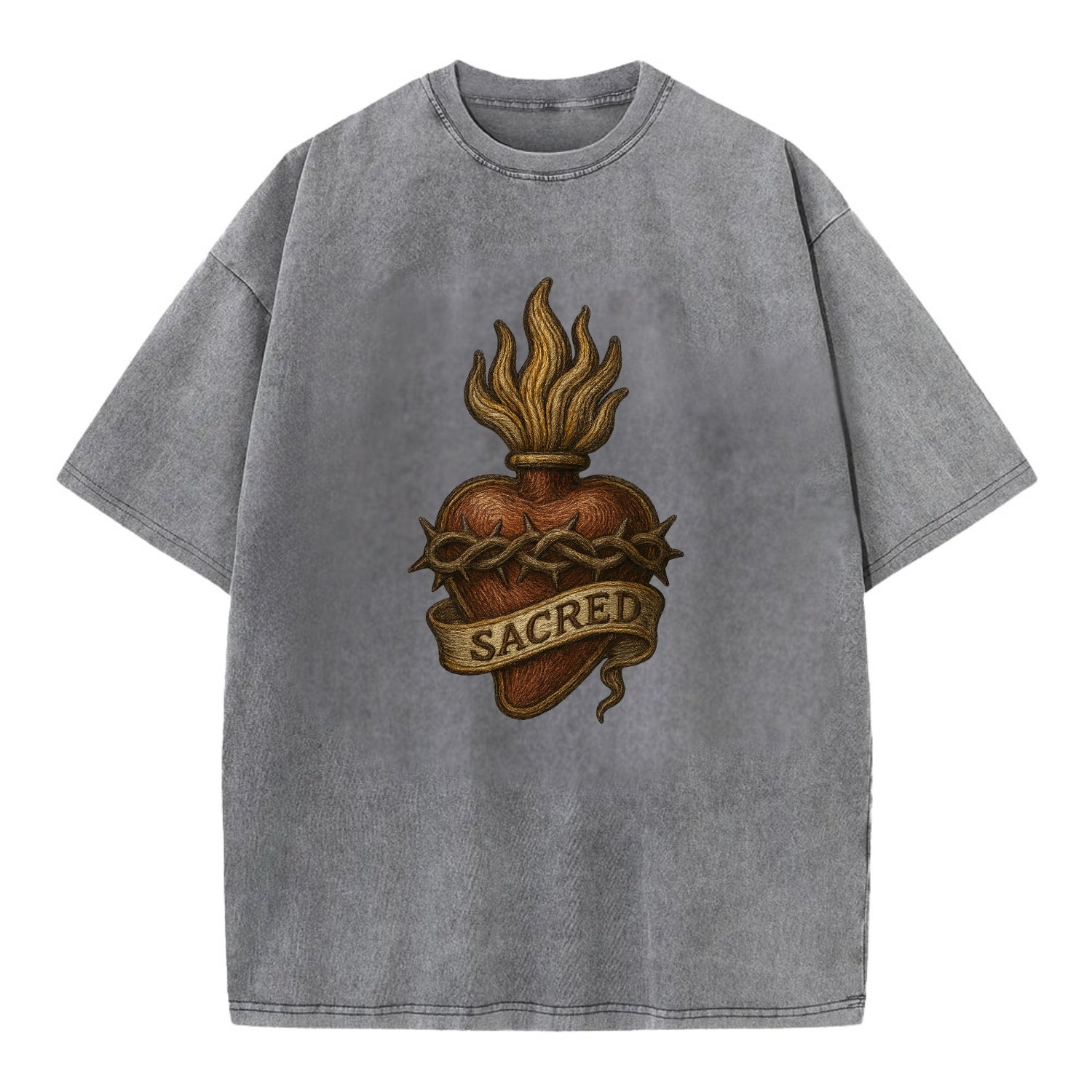 Sacred Heart  - Vintage T-shirt - Grey
