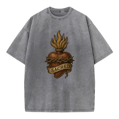 Sacred Heart  - Vintage T-shirt - Grey