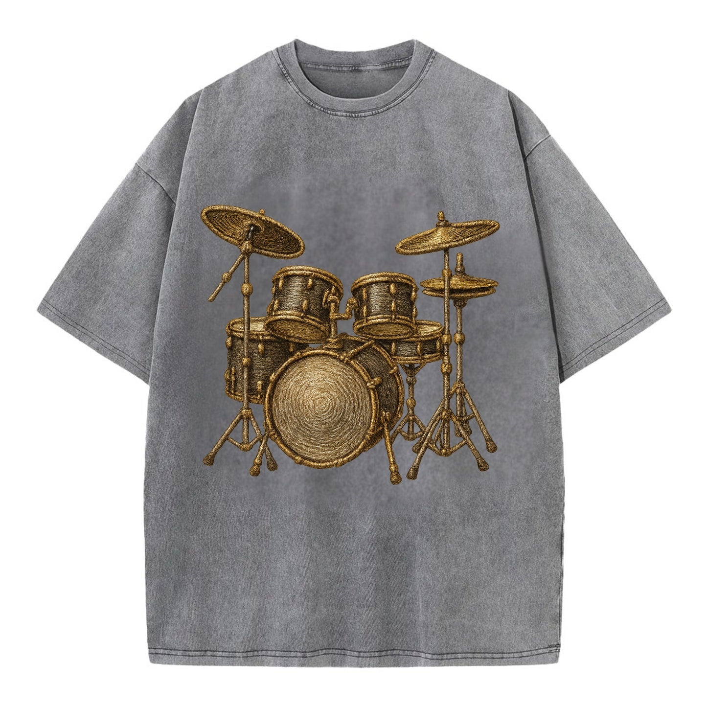 Drum Kit  - Vintage T-shirt - Grey