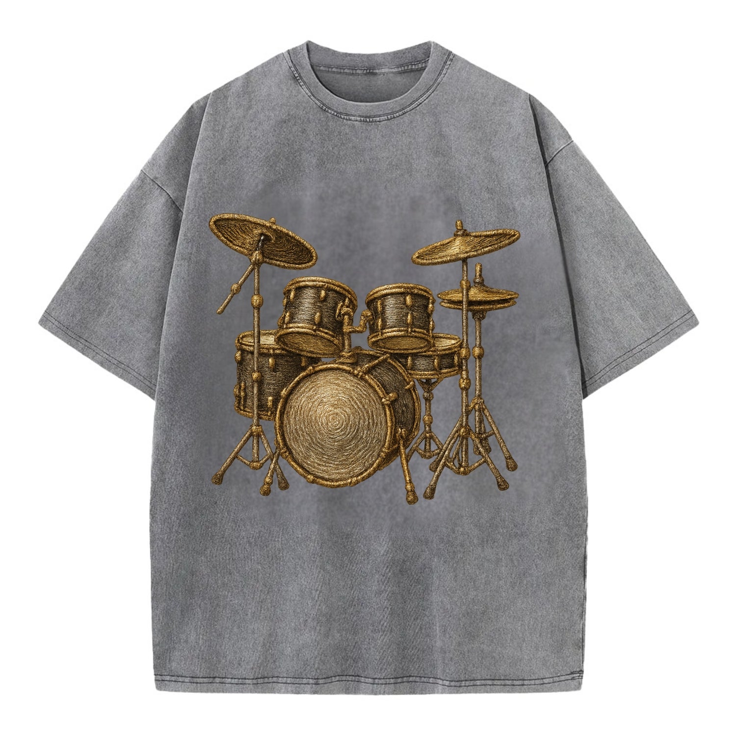 Drum Kit  - Vintage T-shirt - Grey