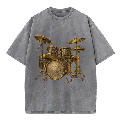 Drum Kit  - Vintage T-shirt - Grey