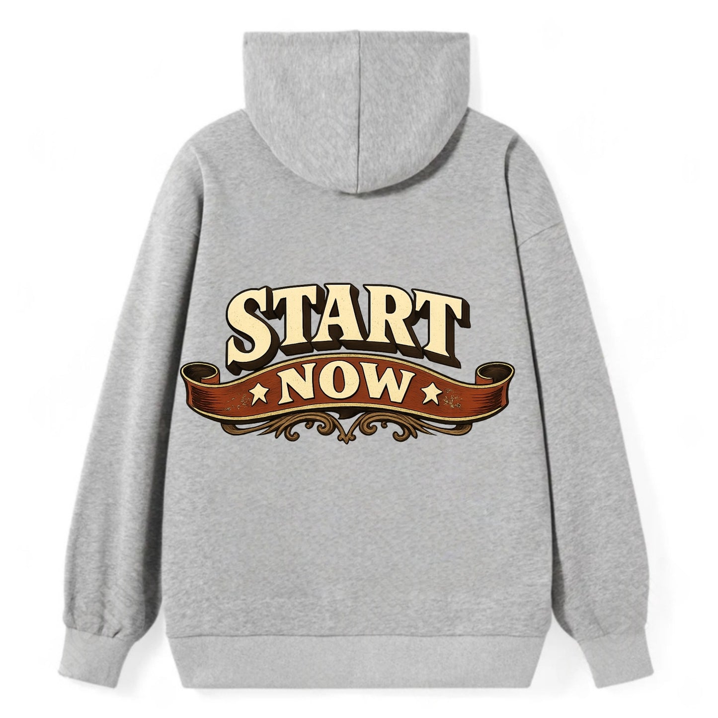 Bold typography design - "START NOW" - begin immediately, no delay - Classic Pullover Hoodie - Grey