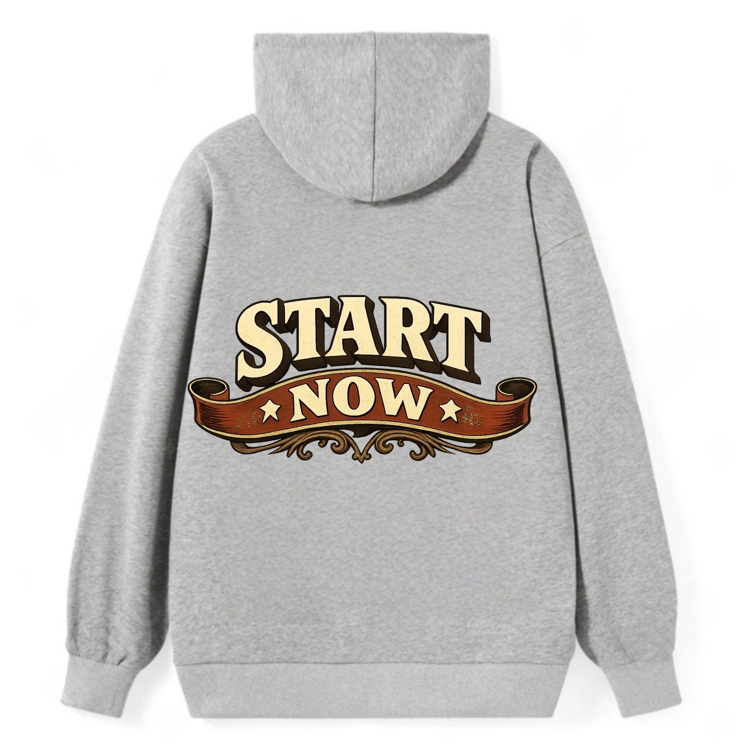 Bold typography design - "START NOW" - begin immediately, no delay - Classic Pullover Hoodie - Grey