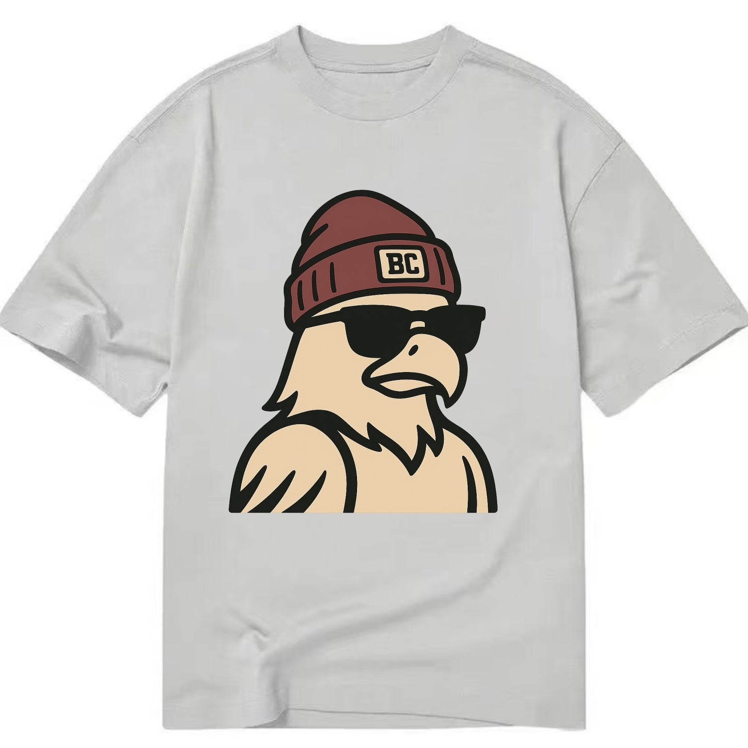 Chestnut Hill Eagle wearing Boston College beanie with BC patch - Classic T-shirt - Grey