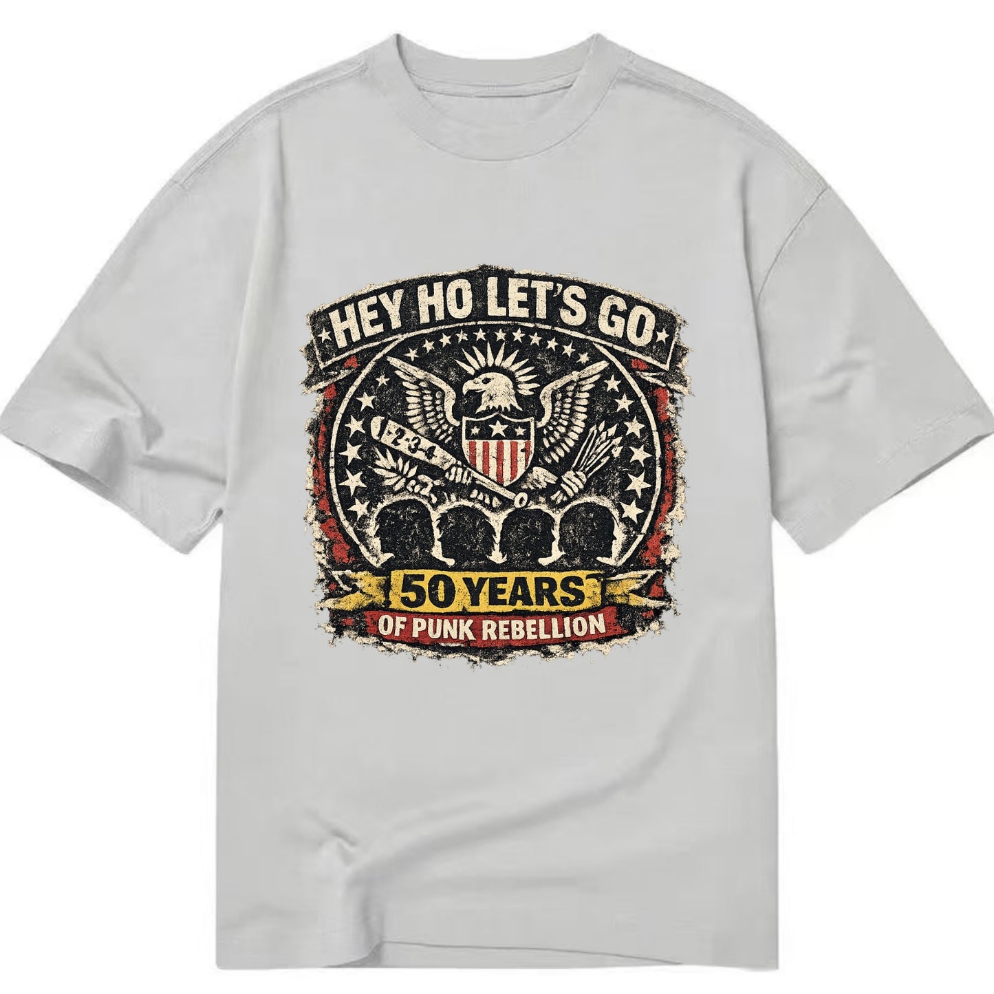 RAMONES LEGACY | Hey Ho Let's Go typography | Presidential seal parody | Four - Classic T-shirt - Grey
