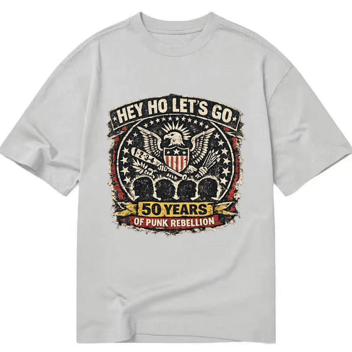 RAMONES LEGACY | Hey Ho Let's Go typography | Presidential seal parody | Four - Classic T-shirt - Grey