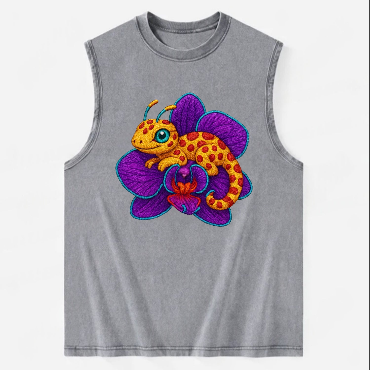 Leopard Orchid - Vintage Washed Tank - Grey