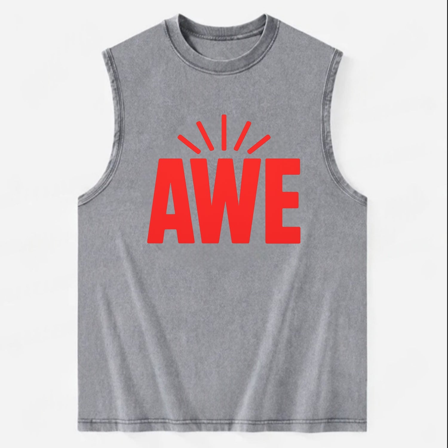 Bold typography design - "AWE" - overwhelming wonder - Vintage Washed Tank - Grey