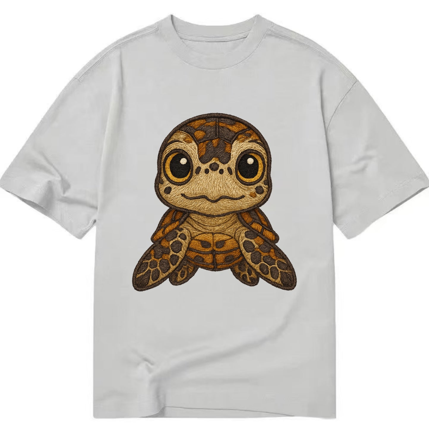 Baby Hawksbill Turtle - amber and brown shell pattern, curious golden eyes, - Classic T-shirt - Grey
