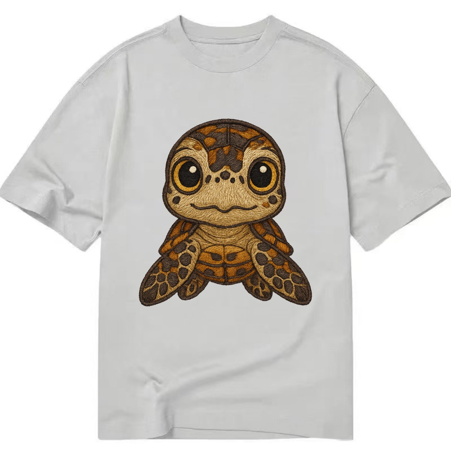 Baby Hawksbill Turtle - amber and brown shell pattern, curious golden eyes, - Classic T-shirt - Grey