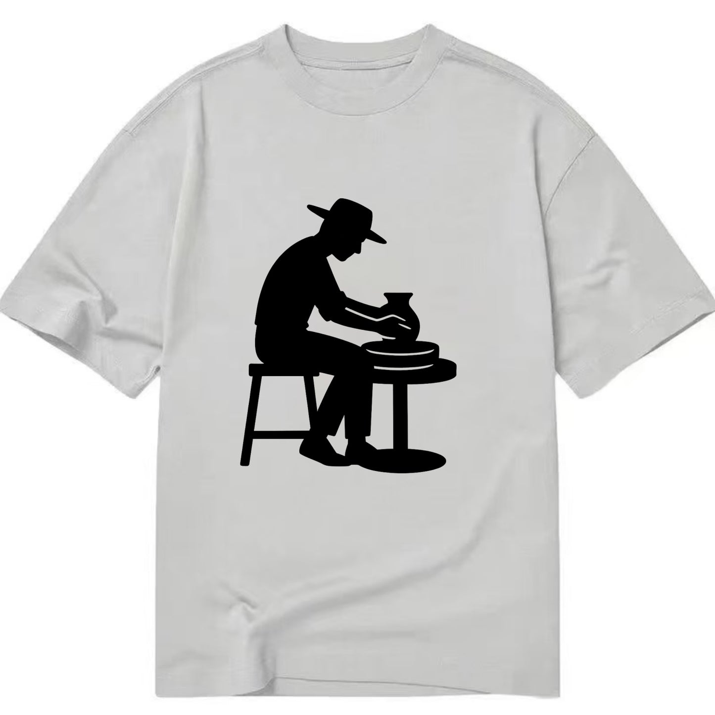 Potter shaping clay on wheel - Classic T-shirt - Grey