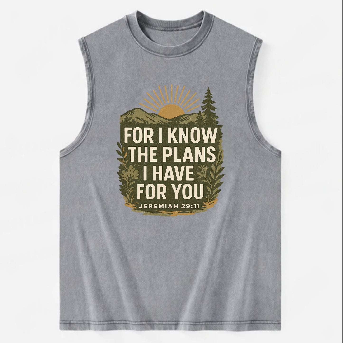 Jeremiah 29:11 Sunrise - Vintage Washed Tank - Grey