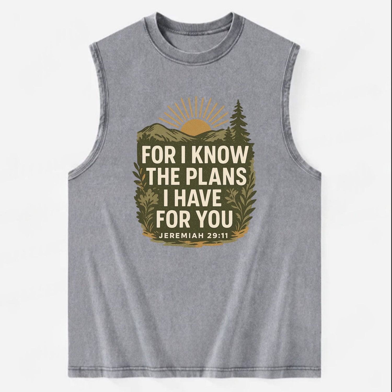 Jeremiah 29:11 Sunrise - Vintage Washed Tank - Grey