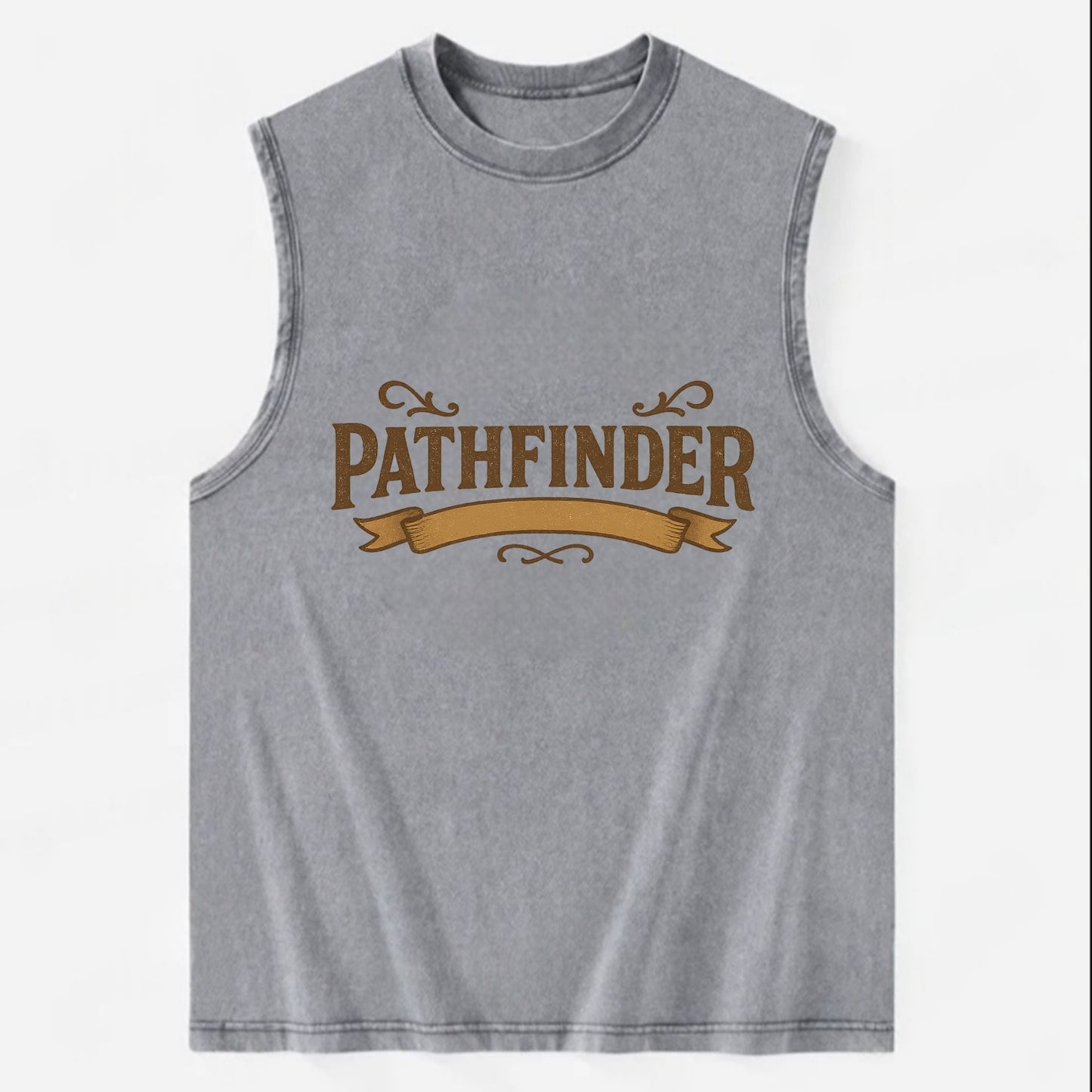 Bold typography design - "PATHFINDER" - finding the way, leading others - Vintage Washed Tank - Grey