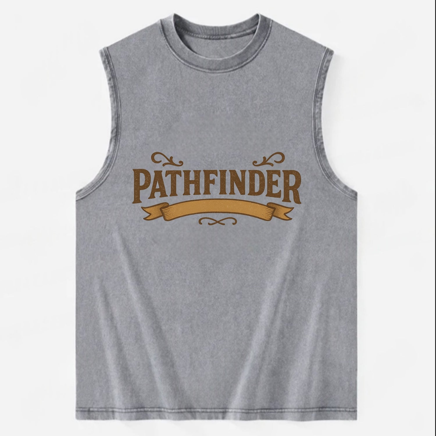 Bold typography design - "PATHFINDER" - finding the way, leading others - Vintage Washed Tank - Grey