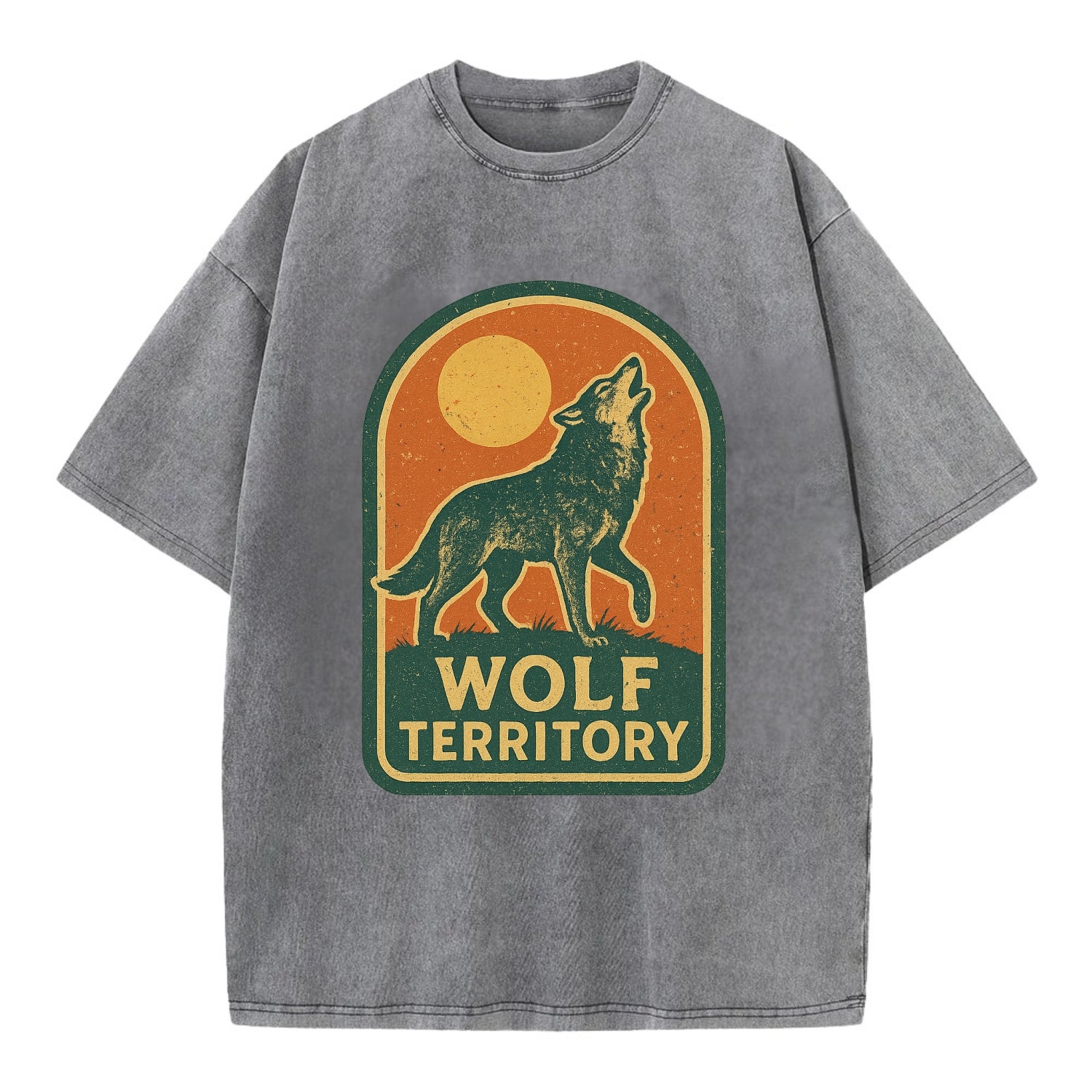 Wolf Territory Marking  - Vintage T-shirt - Grey