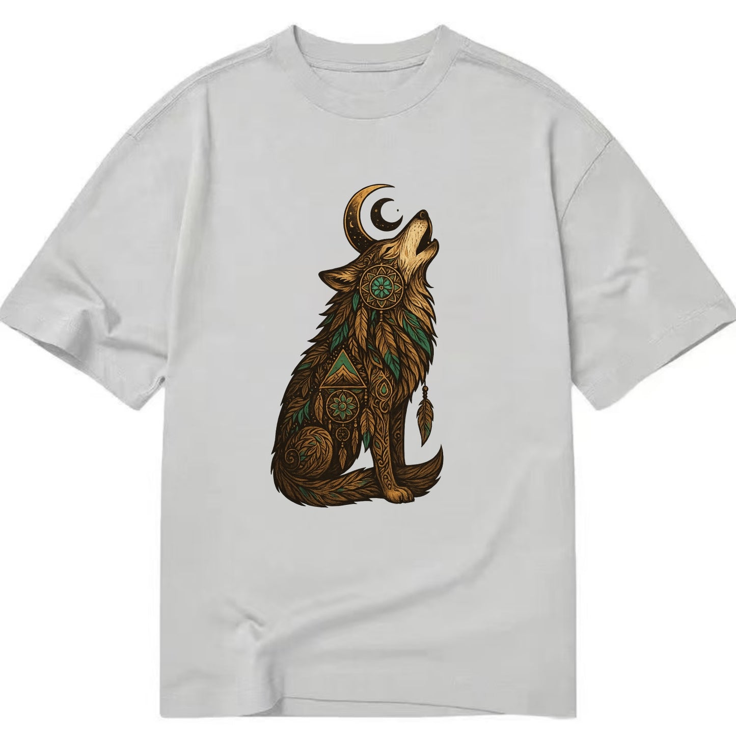 Celestial Moon Wolf  - Classic T-shirt - Grey