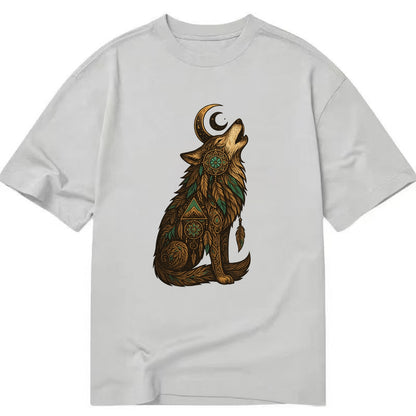 Celestial Moon Wolf  - Classic T-shirt - Grey
