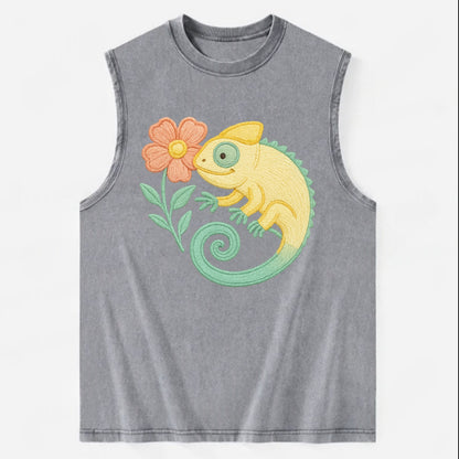 Yellow Chameleon - Vintage Washed Tank - Grey
