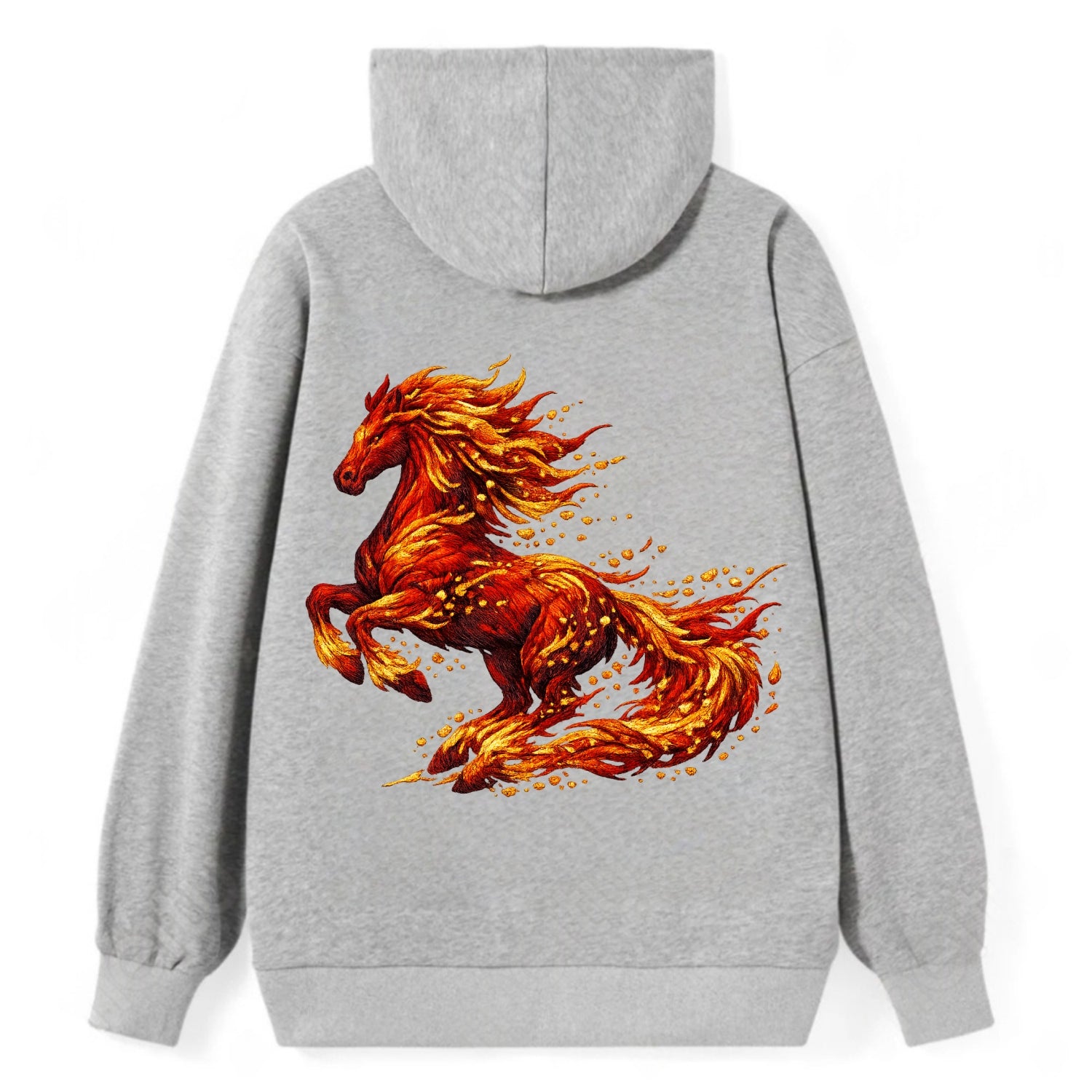 EMBER RISING | Sparks forming into horse shape | Particles of fire | - Classic Pullover Hoodie - Grey