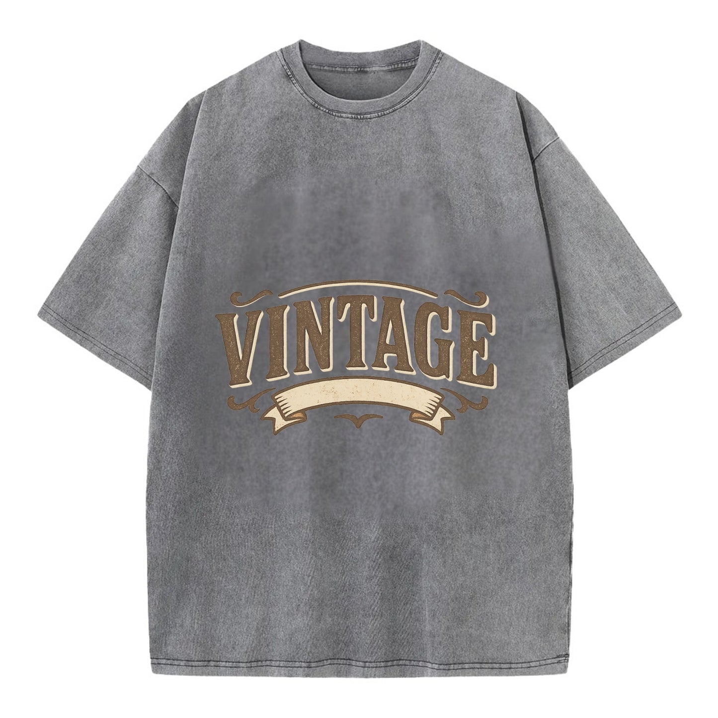 Bold typography design - "CENTERED" - aligned, focused, balanced within - Vintage T-shirt - Grey