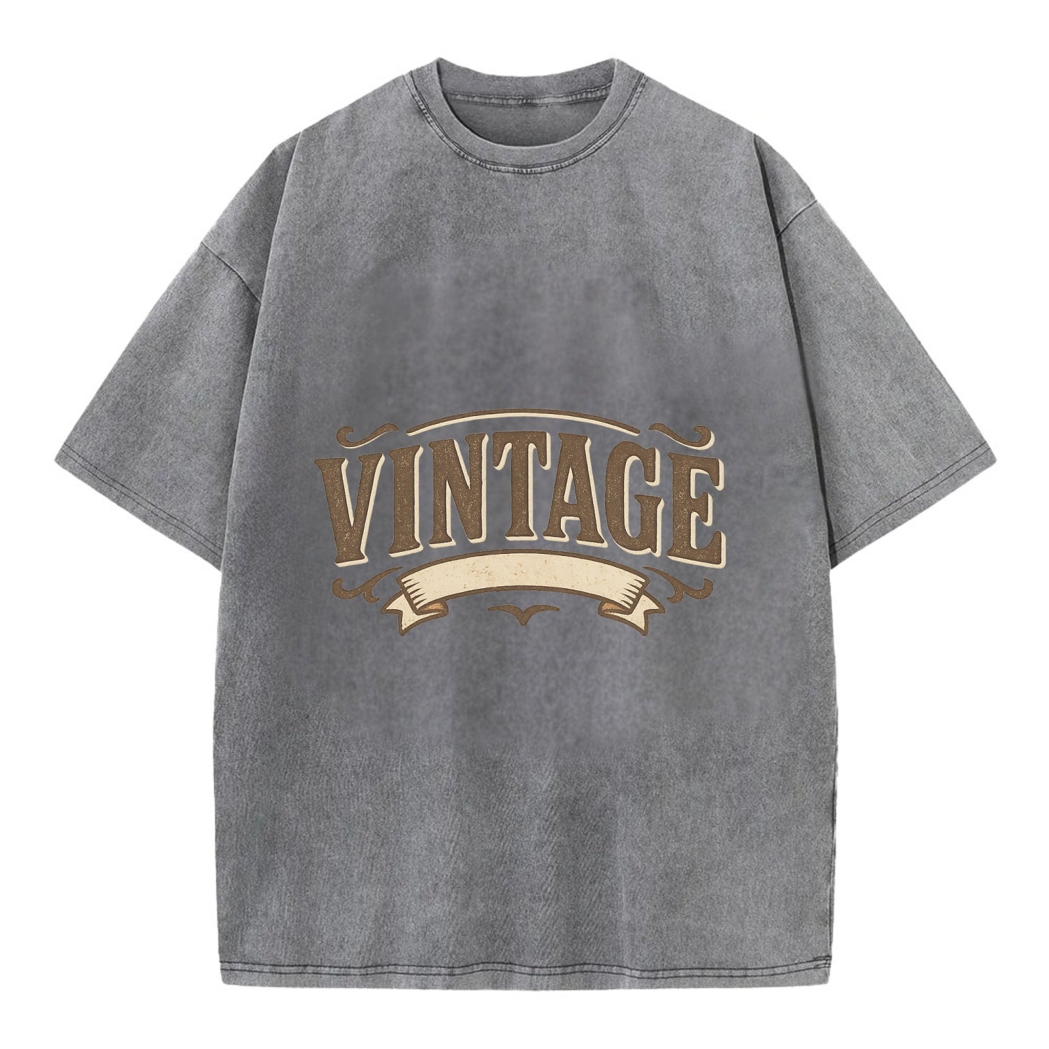Bold typography design - "CENTERED" - aligned, focused, balanced within - Vintage T-shirt - Grey