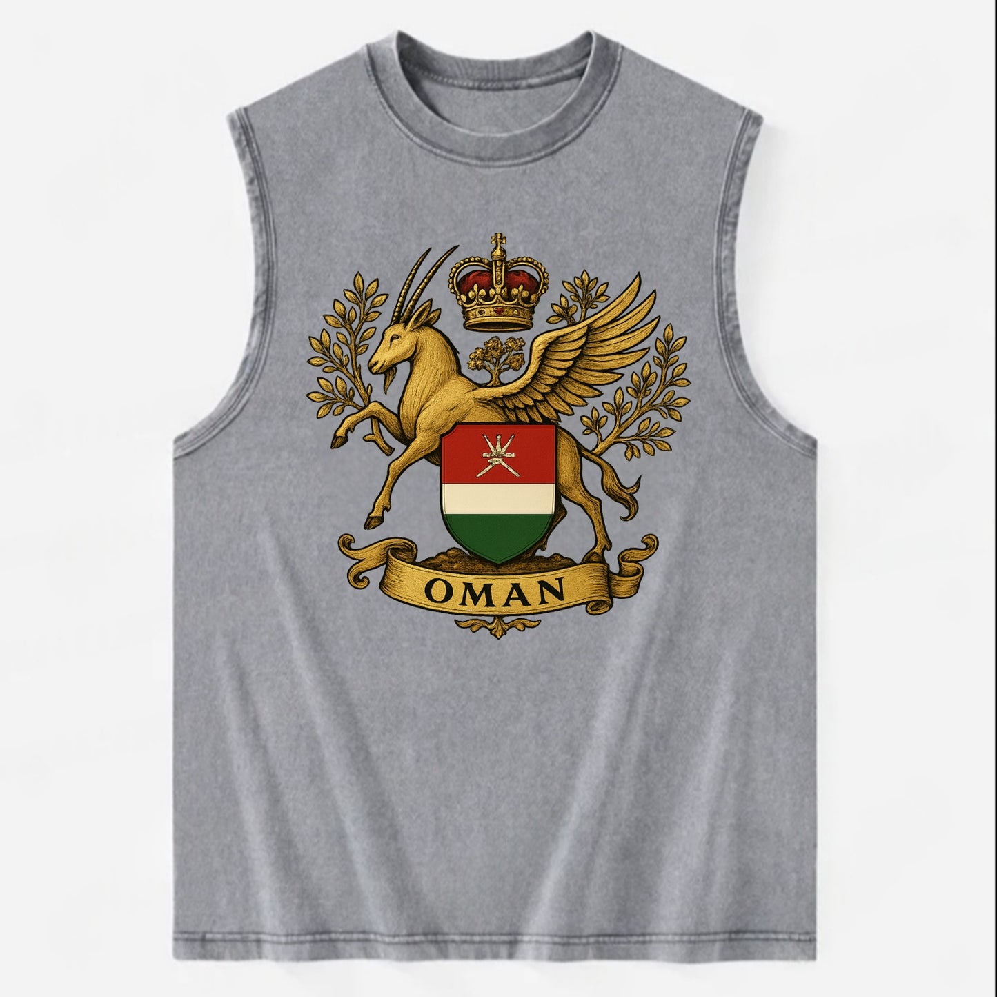 Oman Heritage Badge  - Vintage Washed Tank - Grey