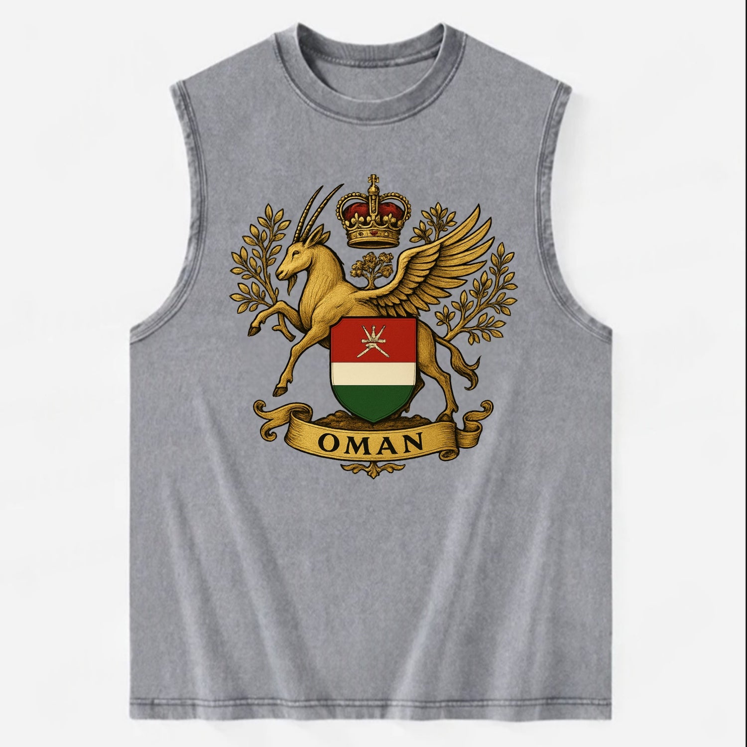 Oman Heritage Badge  - Vintage Washed Tank - Grey