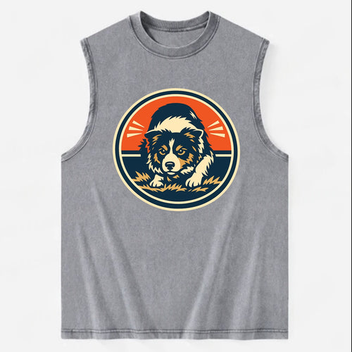 Focused Border Collie Emblem - Vintage Washed Tank