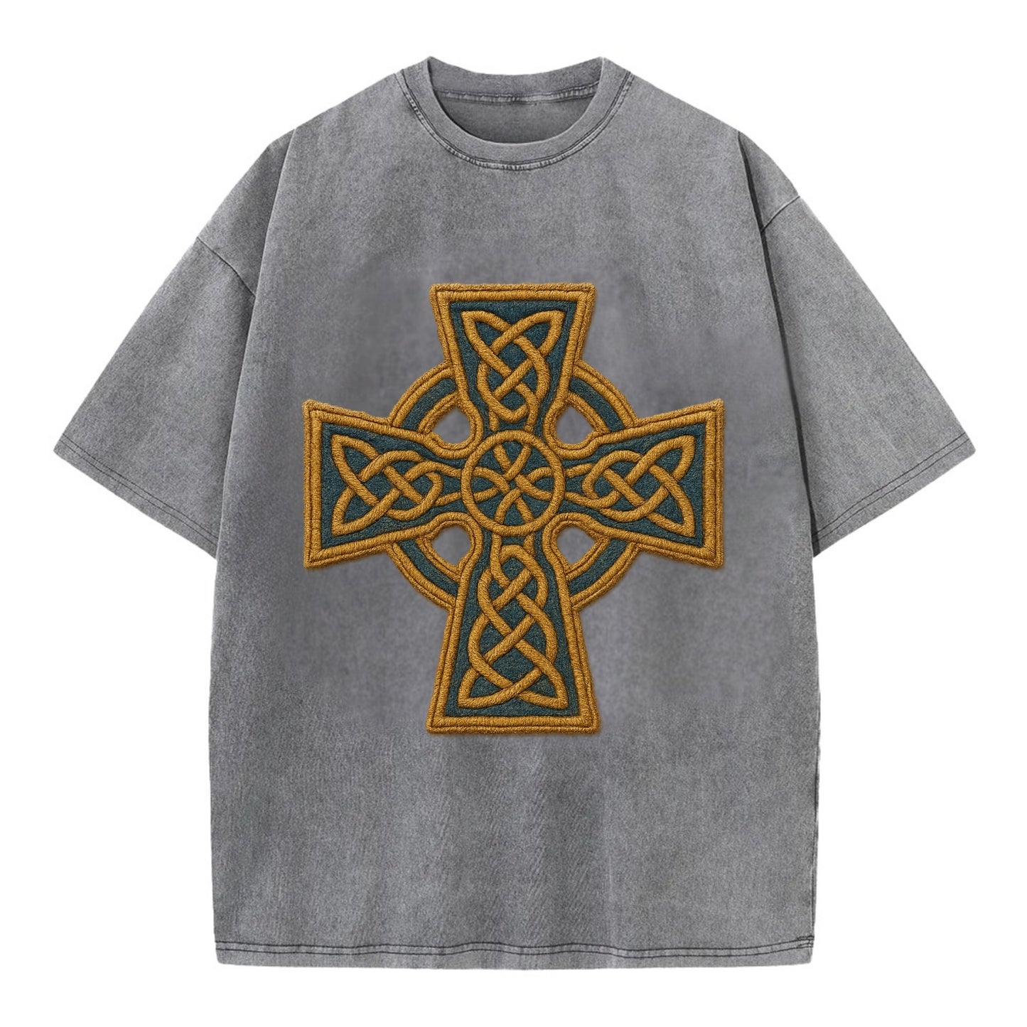 Book Of Kells Cross - Vintage T-shirt - Grey
