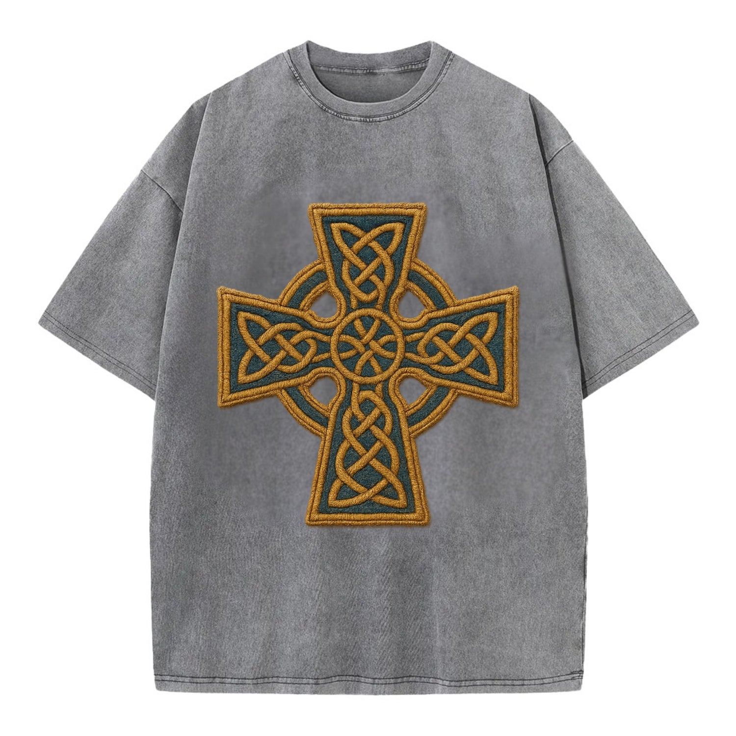 Book Of Kells Cross - Vintage T-shirt - Grey