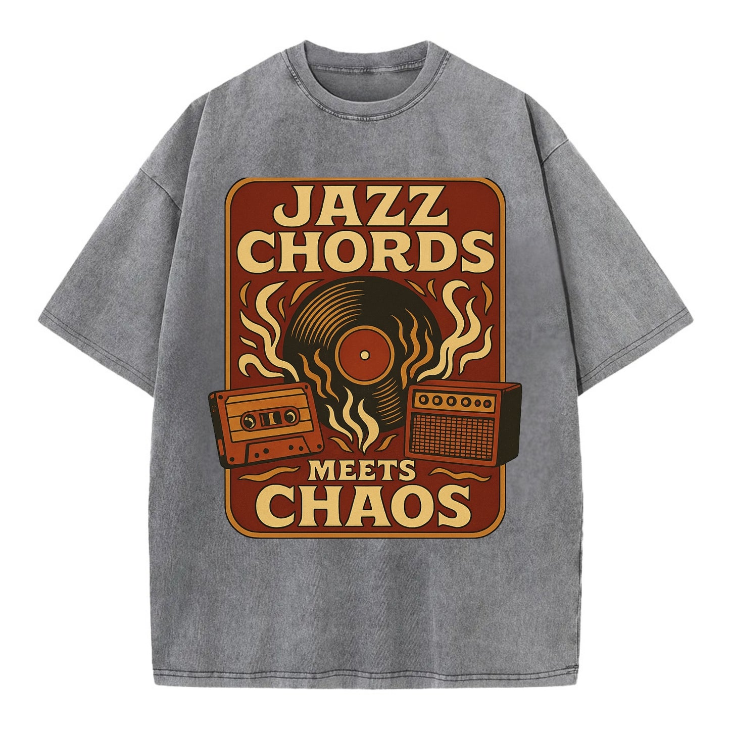Jazz chords with hyperpop energy - "Jazz Meets Chaos" - unexpected fusion - Vintage T-shirt - Grey
