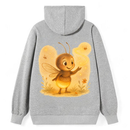 Firefly choreographer arranging synchronized light patterns over a meadow - Classic Pullover Hoodie - Grey