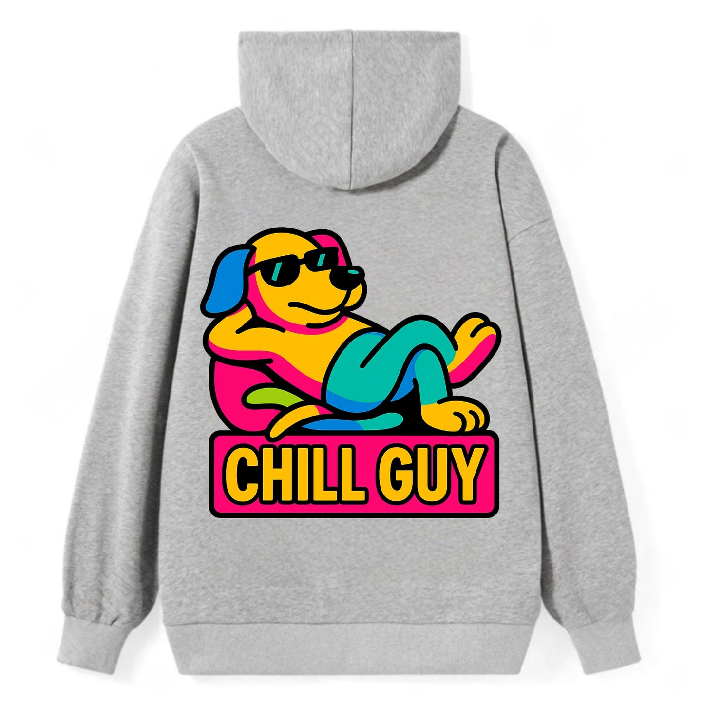 Super relaxed dog character lounging unbothered - "Chill Guy" meme - Classic Pullover Hoodie - Grey