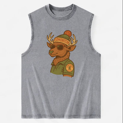 Edmonton Elk wearing Edmonton beanie wit - Vintage Washed Tank - Grey